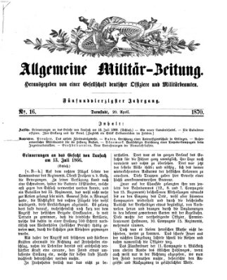 Allgemeine Militär-Zeitung Mittwoch 20. April 1870