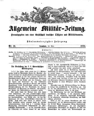 Allgemeine Militär-Zeitung Mittwoch 25. Mai 1870