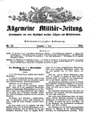 Allgemeine Militär-Zeitung Mittwoch 1. Juni 1870