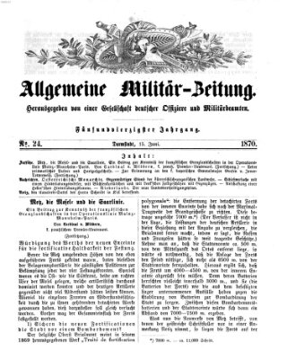 Allgemeine Militär-Zeitung Mittwoch 15. Juni 1870