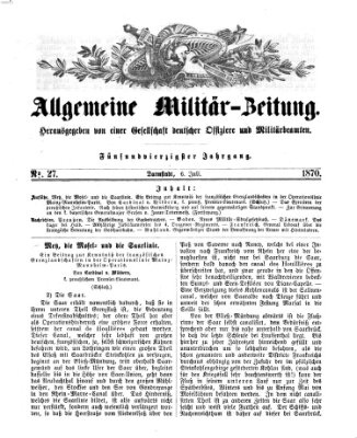 Allgemeine Militär-Zeitung Mittwoch 6. Juli 1870