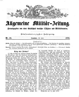 Allgemeine Militär-Zeitung Mittwoch 20. Juli 1870