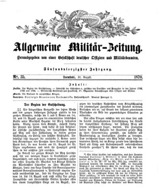 Allgemeine Militär-Zeitung Mittwoch 31. August 1870