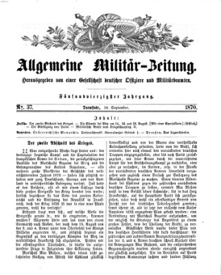 Allgemeine Militär-Zeitung Mittwoch 14. September 1870