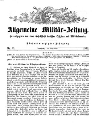 Allgemeine Militär-Zeitung Mittwoch 28. September 1870