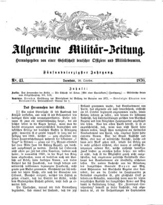 Allgemeine Militär-Zeitung Mittwoch 26. Oktober 1870