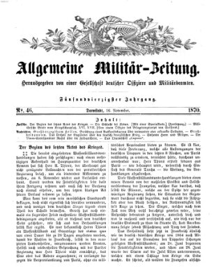 Allgemeine Militär-Zeitung Mittwoch 16. November 1870