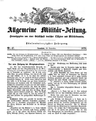 Allgemeine Militär-Zeitung Mittwoch 23. November 1870