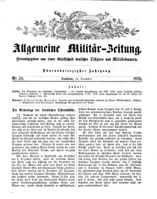 Allgemeine Militär-Zeitung Mittwoch 14. Dezember 1870