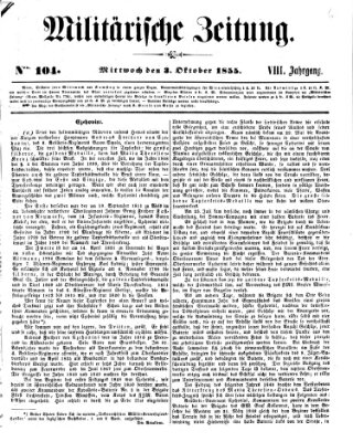 Militärische Zeitung (Militär-Zeitung) Mittwoch 3. Oktober 1855