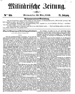 Militärische Zeitung (Militär-Zeitung) Mittwoch 19. März 1856