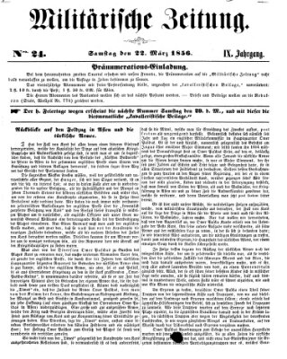 Militärische Zeitung (Militär-Zeitung) Samstag 22. März 1856