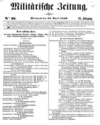 Militärische Zeitung (Militär-Zeitung) Mittwoch 23. April 1856