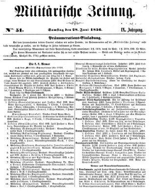 Militärische Zeitung (Militär-Zeitung) Samstag 28. Juni 1856