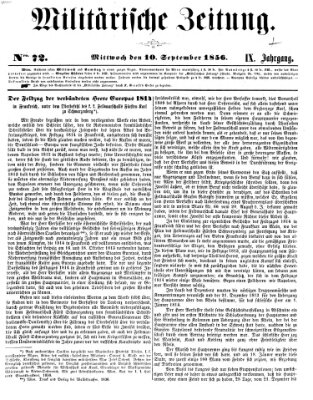 Militärische Zeitung (Militär-Zeitung) Mittwoch 10. September 1856