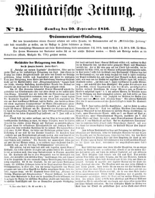 Militärische Zeitung (Militär-Zeitung) Samstag 20. September 1856