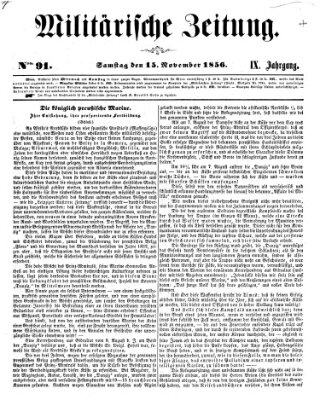 Militärische Zeitung (Militär-Zeitung) Samstag 15. November 1856