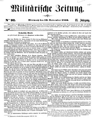 Militärische Zeitung (Militär-Zeitung) Mittwoch 19. November 1856