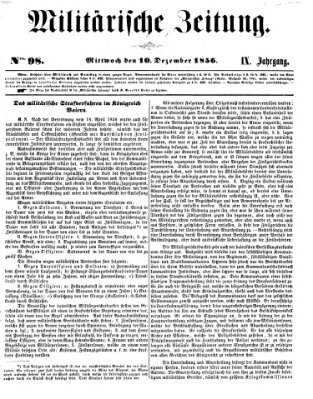 Militärische Zeitung (Militär-Zeitung) Mittwoch 10. Dezember 1856