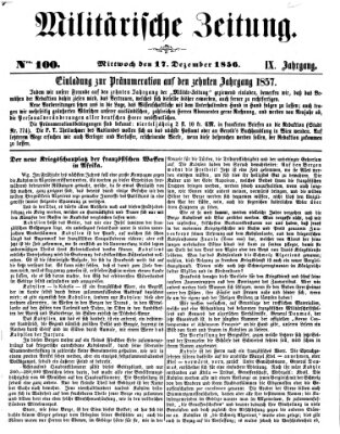 Militärische Zeitung (Militär-Zeitung) Mittwoch 17. Dezember 1856