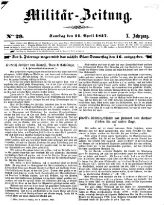 Militär-Zeitung Samstag 11. April 1857