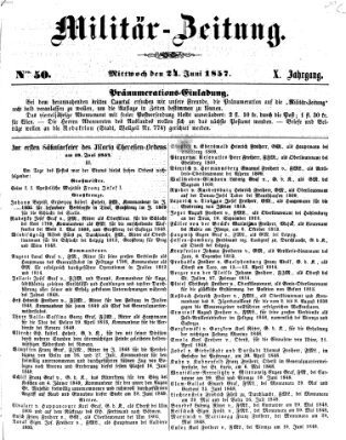 Militär-Zeitung Mittwoch 24. Juni 1857