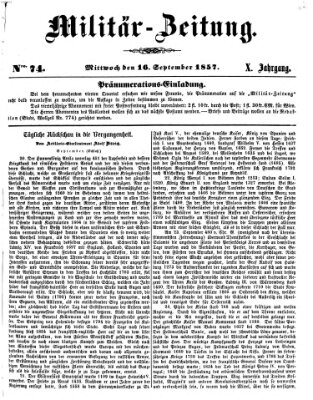 Militär-Zeitung Mittwoch 16. September 1857