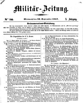 Militär-Zeitung Mittwoch 23. September 1857