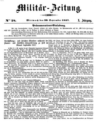 Militär-Zeitung Mittwoch 30. September 1857