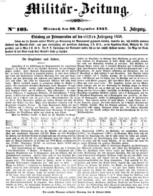 Militär-Zeitung Mittwoch 30. Dezember 1857