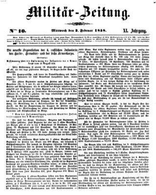 Militär-Zeitung Mittwoch 3. Februar 1858