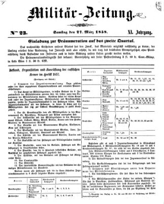 Militär-Zeitung Samstag 27. März 1858