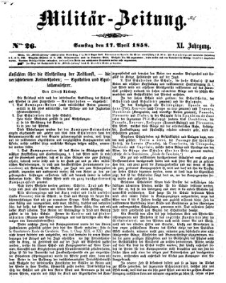 Militär-Zeitung Samstag 17. April 1858