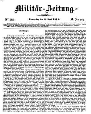 Militär-Zeitung Donnerstag 3. Juni 1858