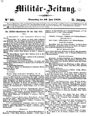 Militär-Zeitung Donnerstag 10. Juni 1858