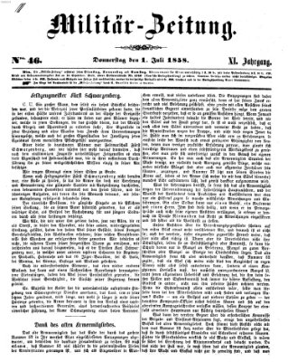 Militär-Zeitung Donnerstag 1. Juli 1858