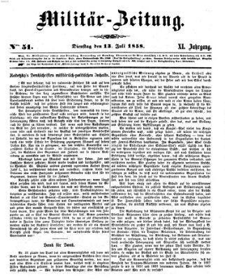 Militär-Zeitung Dienstag 13. Juli 1858