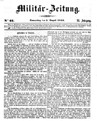 Militär-Zeitung Donnerstag 5. August 1858