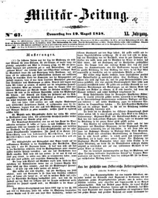 Militär-Zeitung Donnerstag 19. August 1858