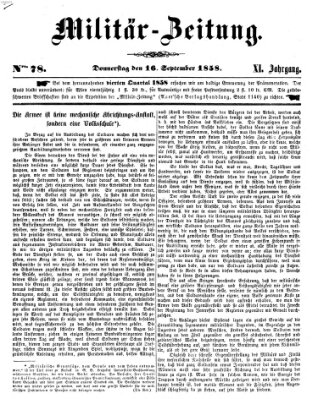 Militär-Zeitung Donnerstag 16. September 1858