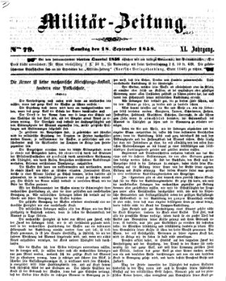 Militär-Zeitung Samstag 18. September 1858