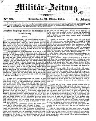 Militär-Zeitung Donnerstag 21. Oktober 1858