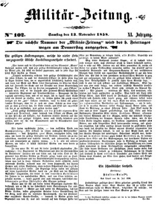 Militär-Zeitung Samstag 13. November 1858