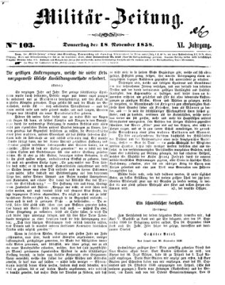 Militär-Zeitung Donnerstag 18. November 1858