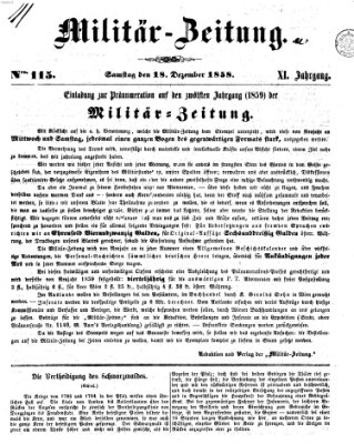 Militär-Zeitung Samstag 18. Dezember 1858