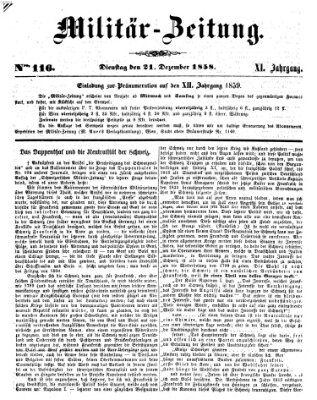 Militär-Zeitung Dienstag 21. Dezember 1858