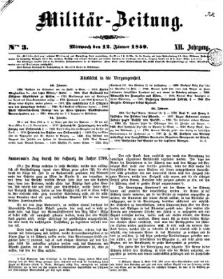 Militär-Zeitung Mittwoch 12. Januar 1859