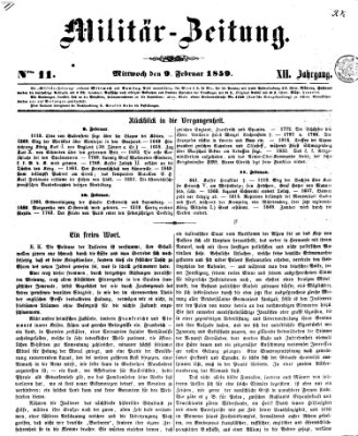 Militär-Zeitung Mittwoch 9. Februar 1859