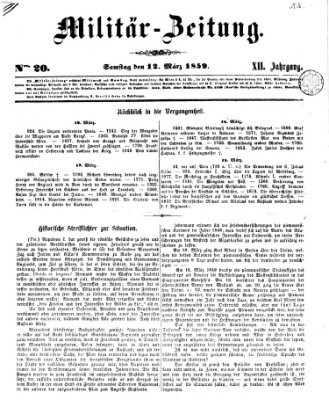 Militär-Zeitung Samstag 12. März 1859