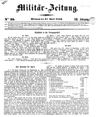 Militär-Zeitung Mittwoch 27. April 1859